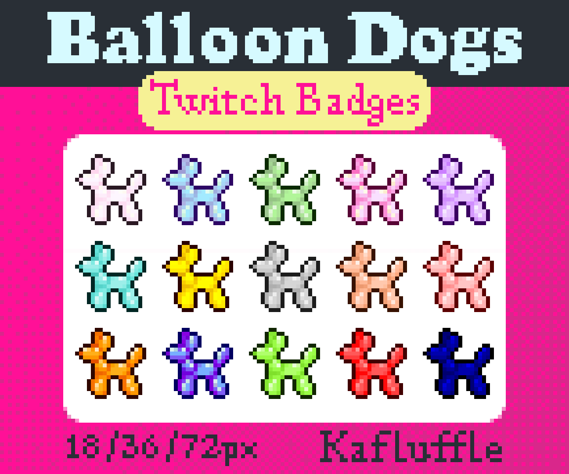 Balloon Dogs Pixel Twitch Badges